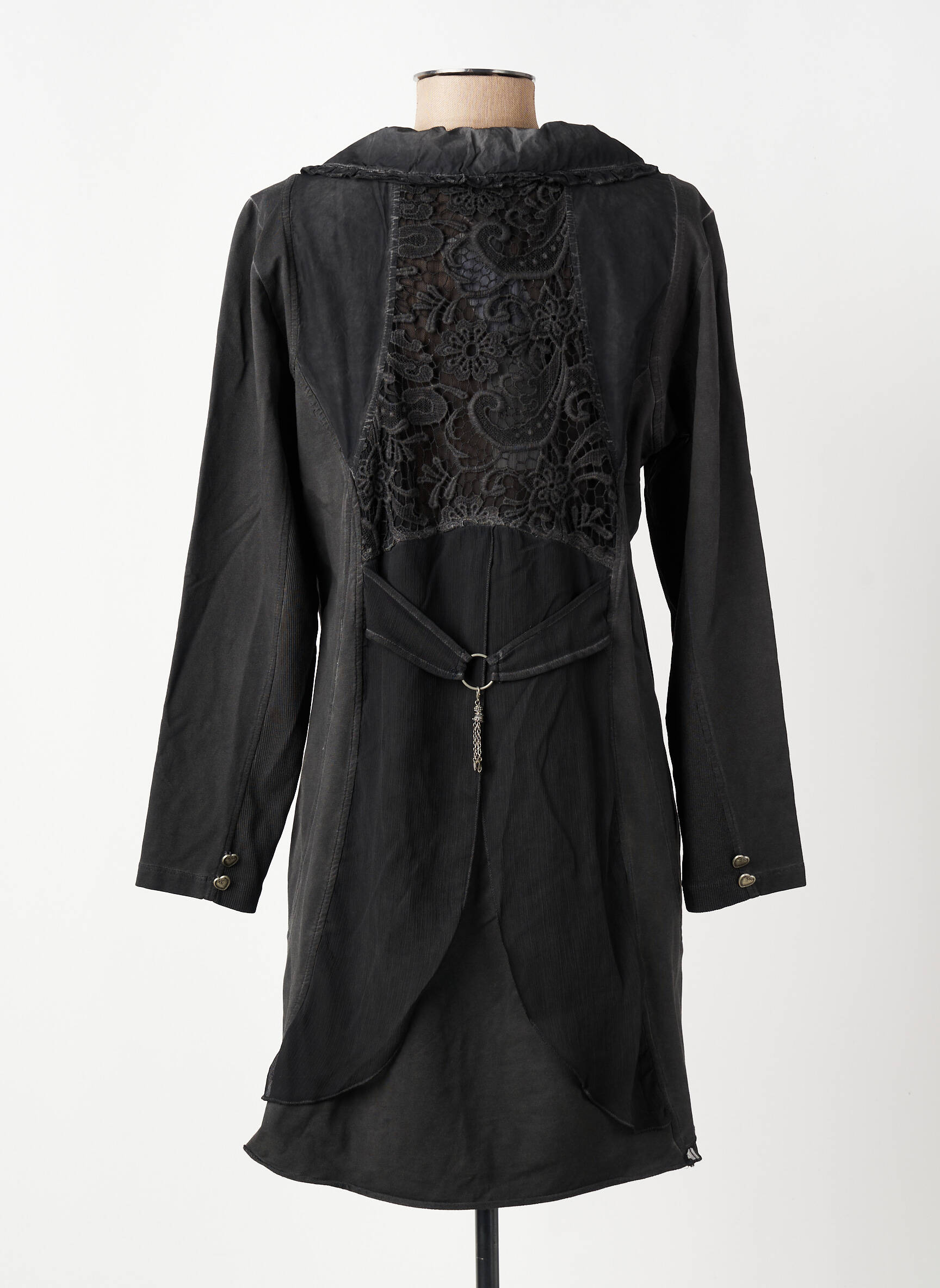 Manteau long coupe cintrée sans capuche gris MERI & ESCA femme