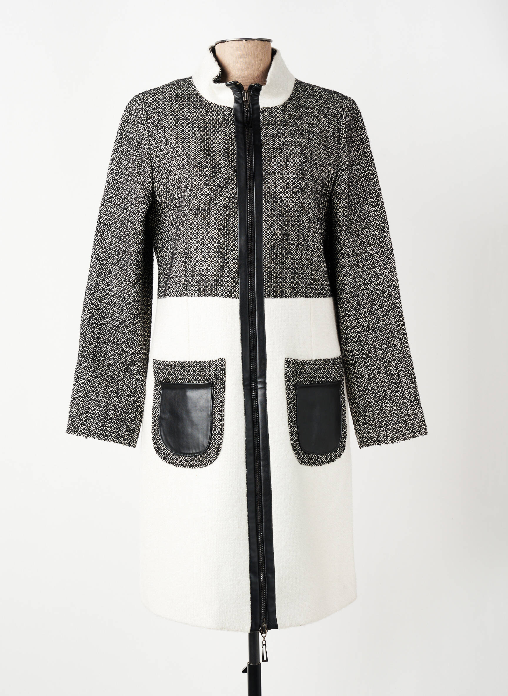 Manteau long coupe cintrée sans capuche gris MERI & ESCA femme