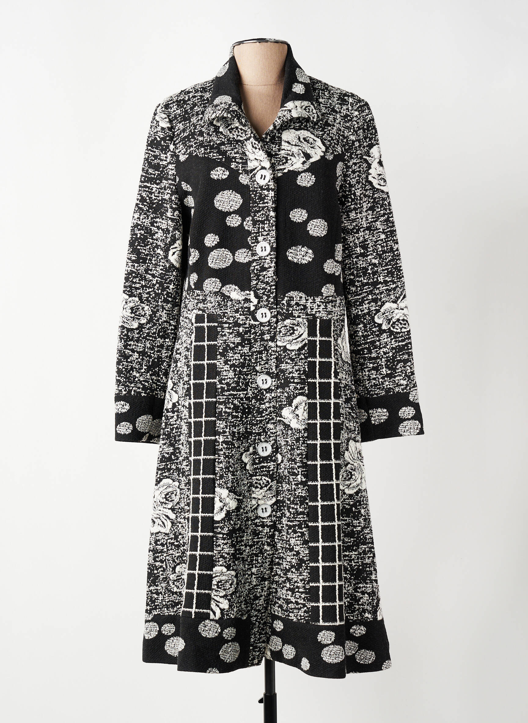 Manteau long coupe cintrée sans capuche noir MERI & ESCA femme