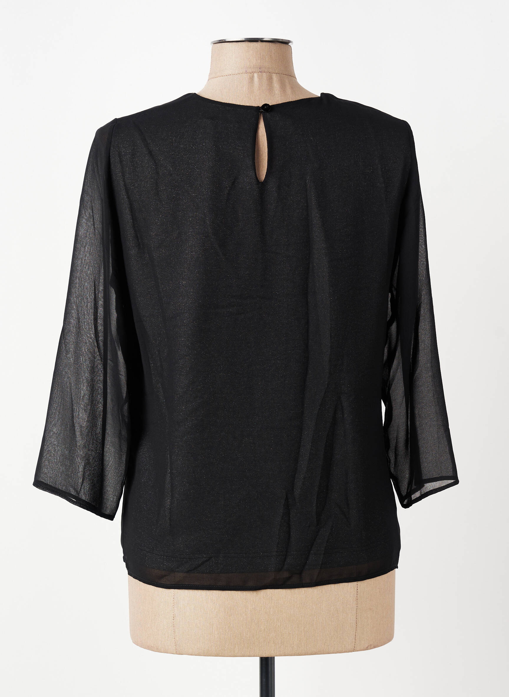 Top coupe fluide manches 3/4 noir GUY DUBOUIS femme