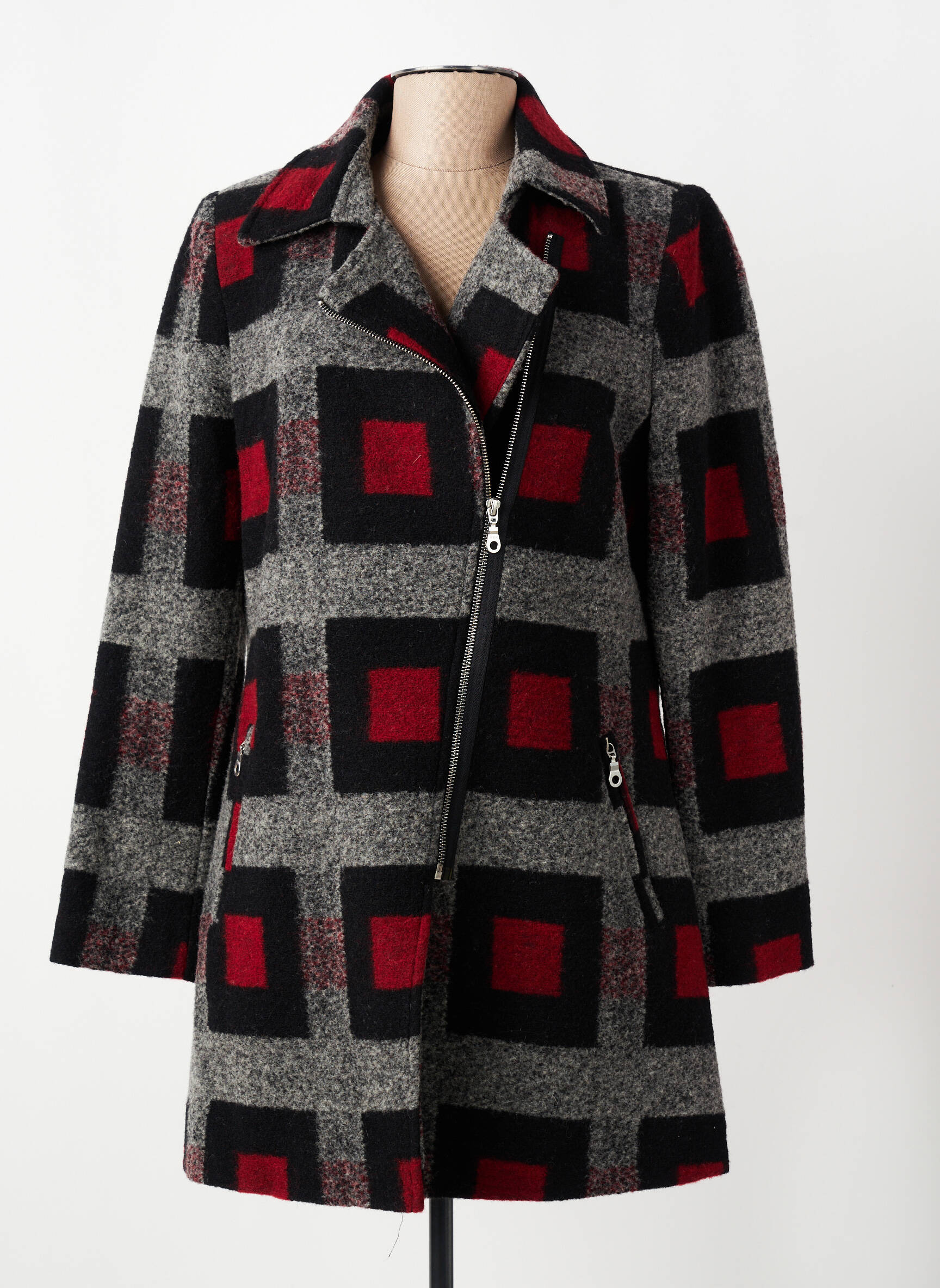 Manteau long coupe cintrée sans capuche rouge GUY DUBOUIS femme