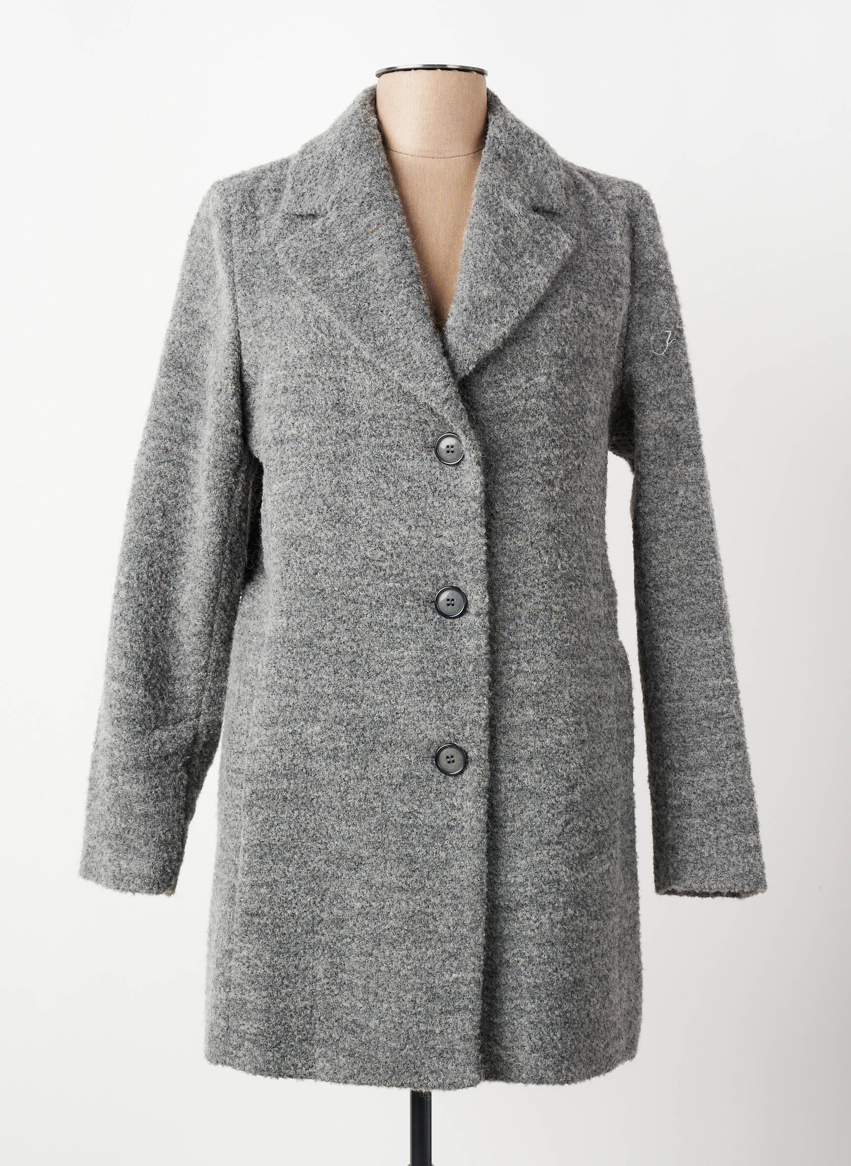 Manteau long coupe cintrée sans capuche gris BULTÉ femme