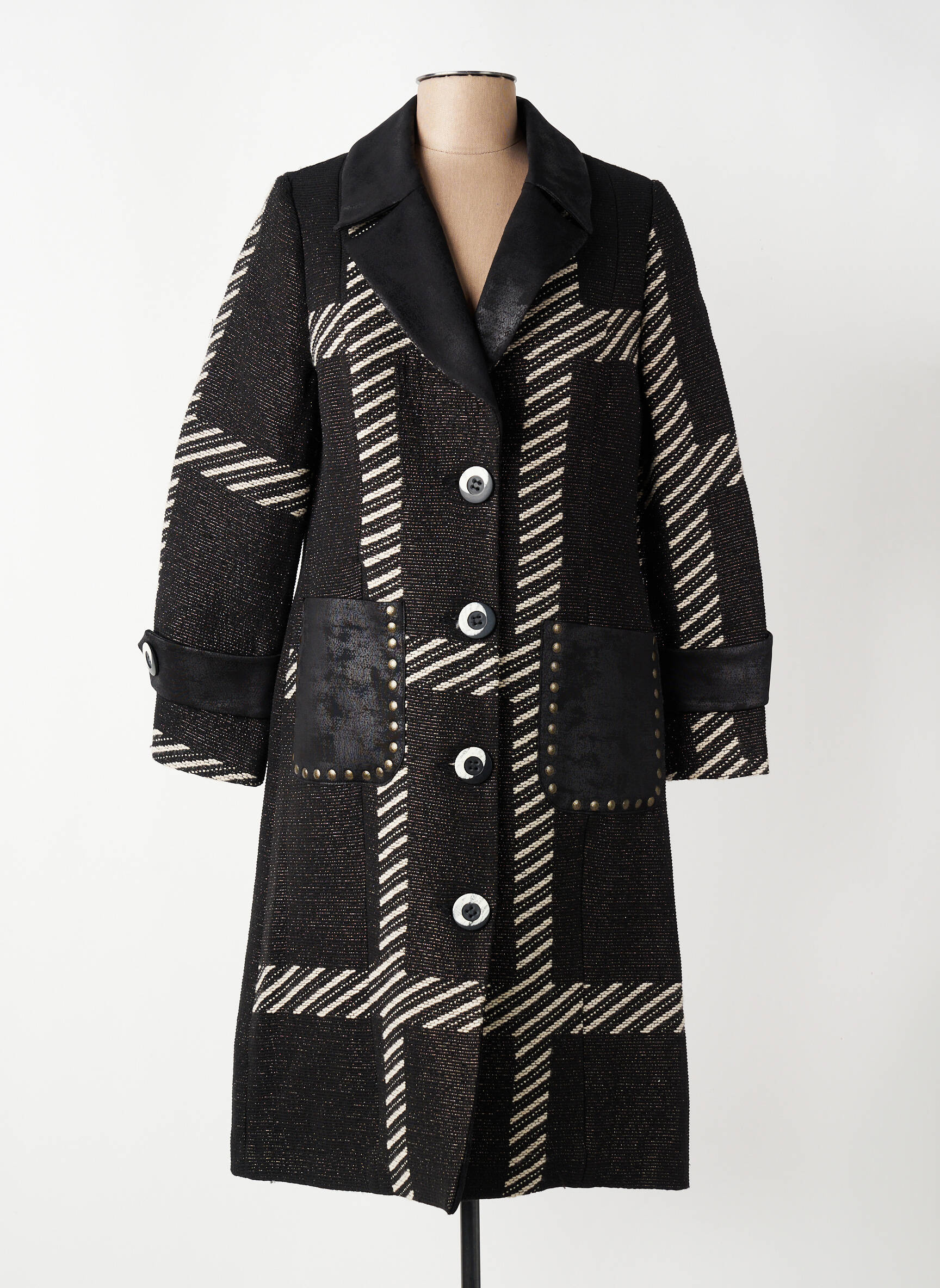 Manteau long coupe cintrée sans capuche noir MERI & ESCA femme