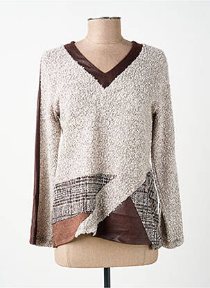 Pull coupe cintrée manches longues marron MERI & ESCA femme