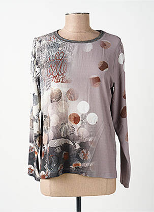 Top tissage crêpe manches longues gris GUY DUBOUIS femme