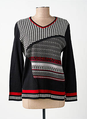 Pull coupe cintrée manches longues noir GUY DUBOUIS femme