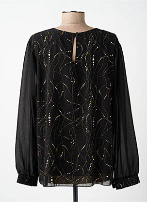Blouse poignets boutonnés avec fente manches longues noir COULEURS DU TEMPS femme