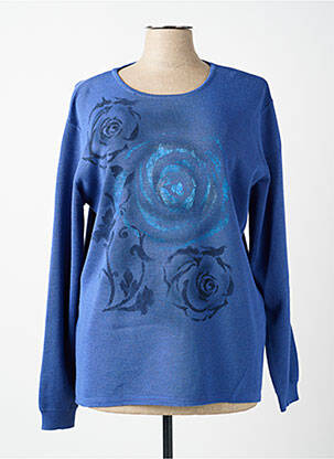 Pull coupe droite manches longues bleu ELLEMME femme