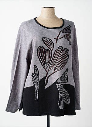 Pull coupe droite manches longues gris GUY DUBOUIS femme