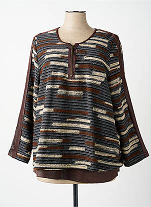 Pull coupe droite manches longues marron MERI & ESCA femme