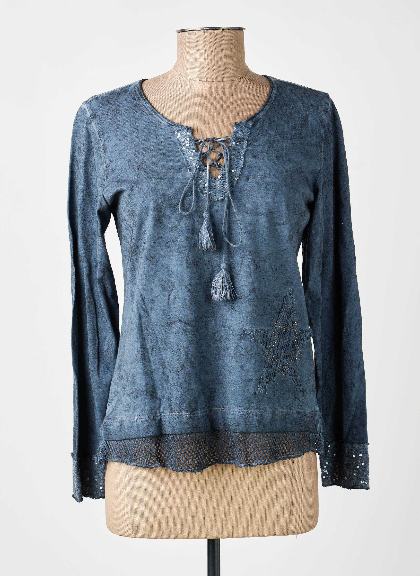 T-shirt manches longues manches longues bleu MERI & ESCA femme