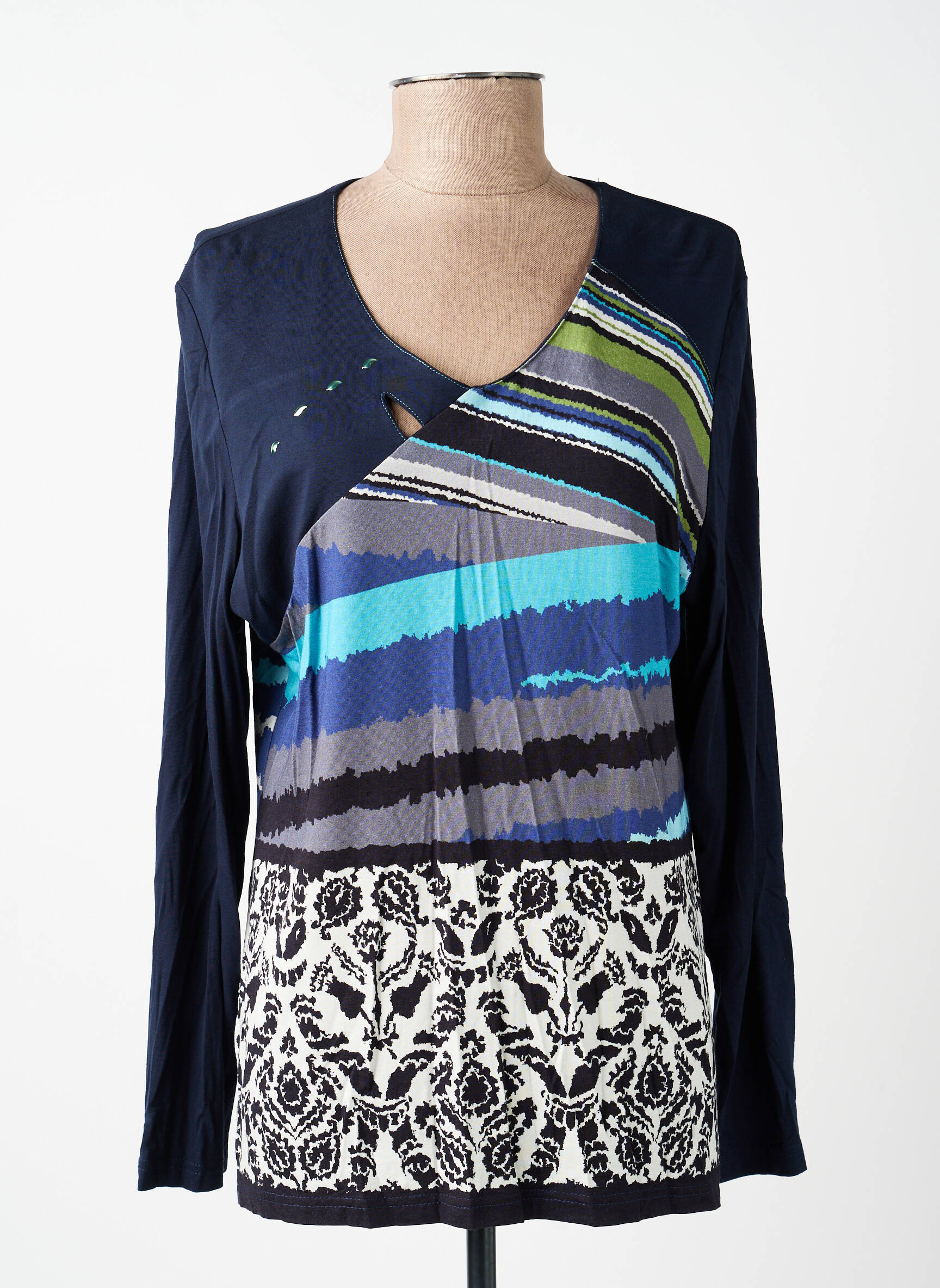T-shirt manches longues manches longues bleu GUY DUBOUIS femme