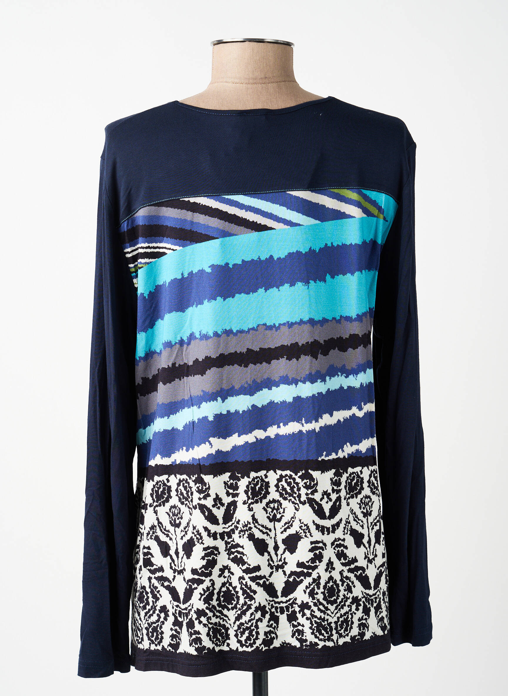 T-shirt manches longues manches longues bleu GUY DUBOUIS femme
