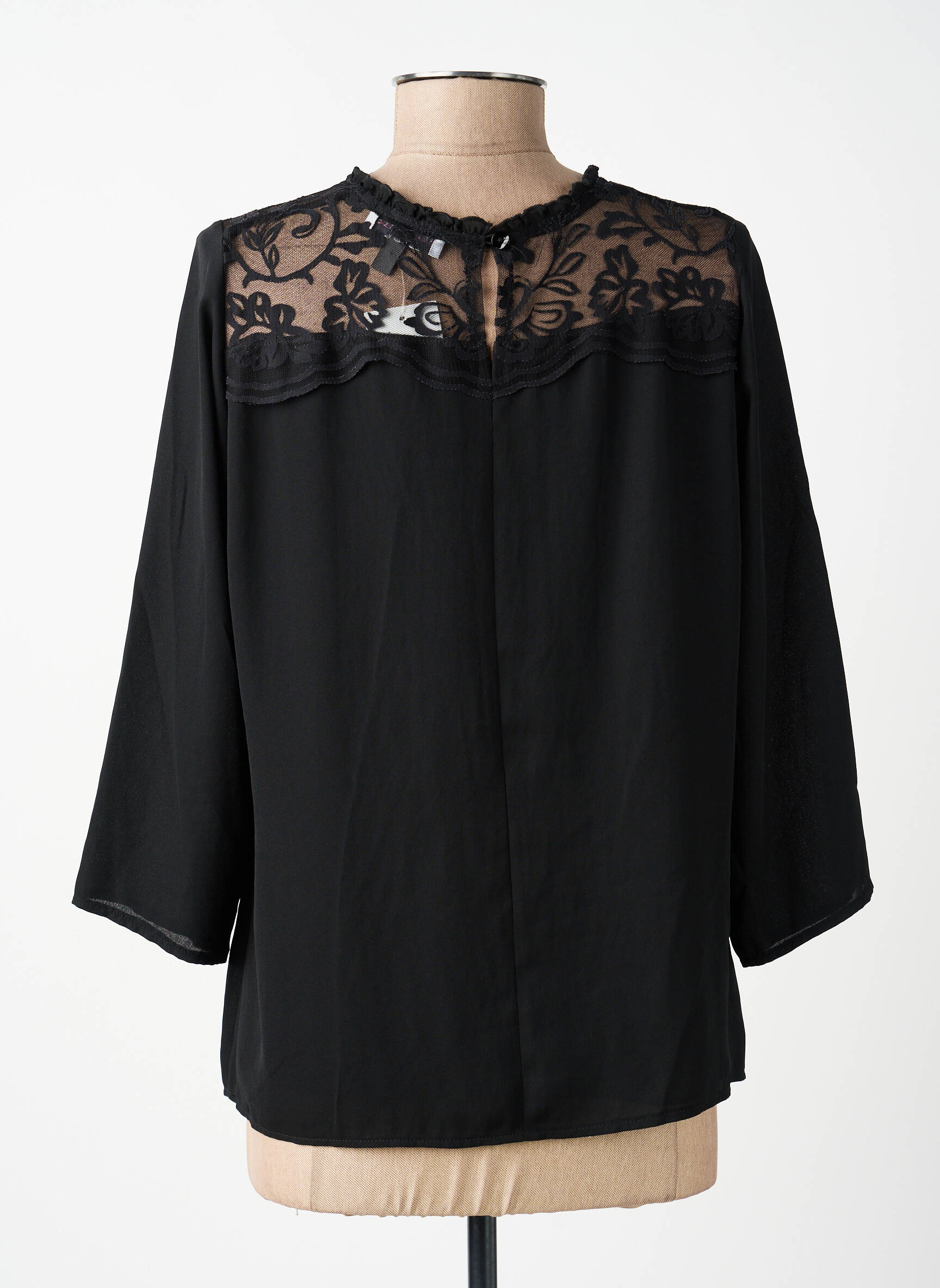 Blouse col rond manches 3/4 noir MERI & ESCA femme