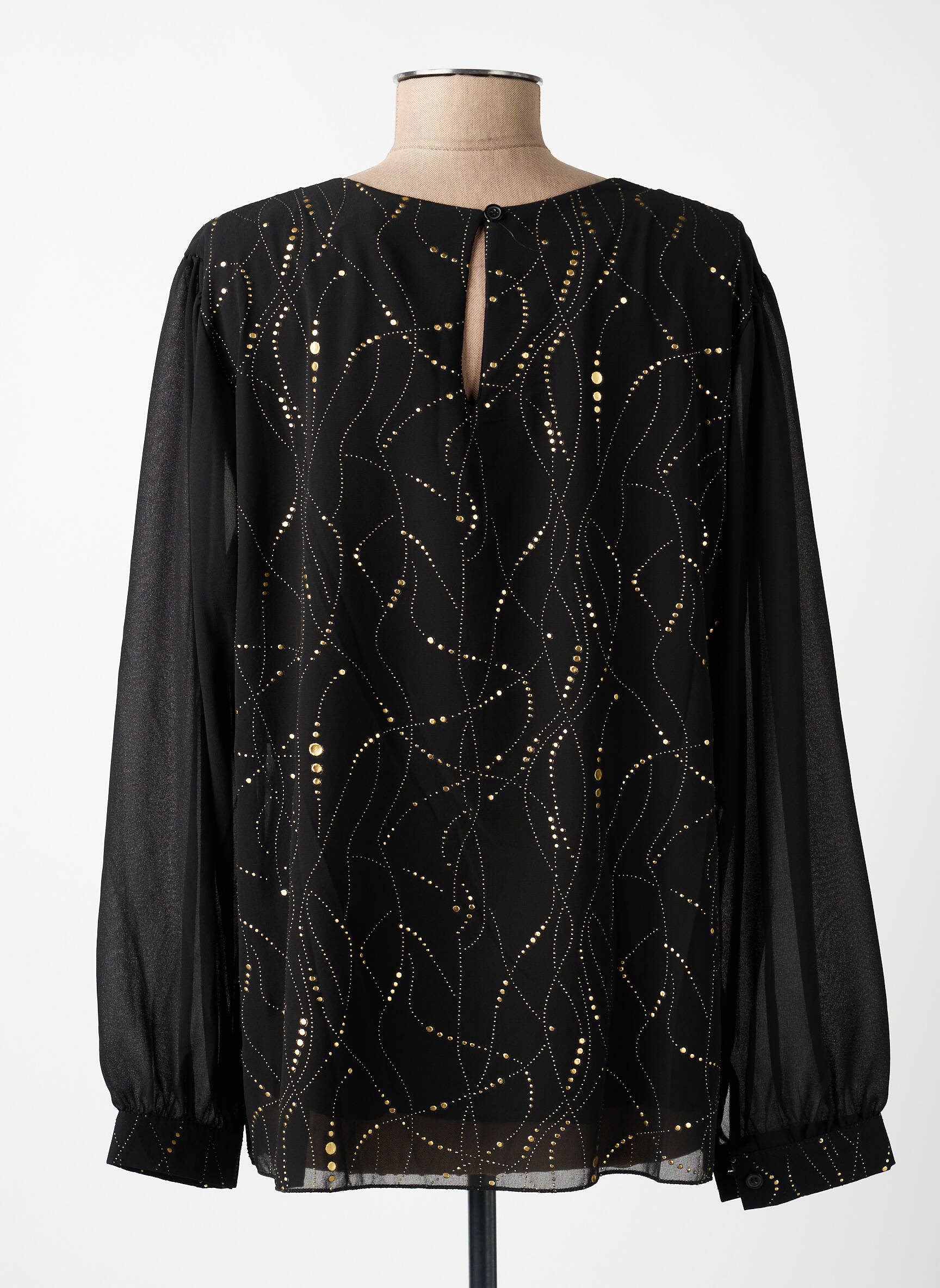 Blouse poignets boutonnés avec fente manches longues noir COULEURS DU TEMPS femme