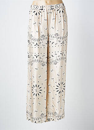 Pantalon large coupe fluide taille normale beige AMY&CLO femme
