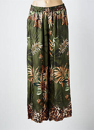 Pantalon large coupe fluide taille normale vert C'MELODIE femme