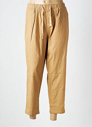 Pantalon 7/8 taille élastique taille normale marron WORLD FASHION femme