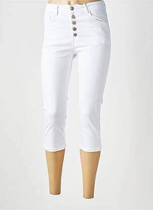 Pantacourt taille haute taille haute blanc ONADO femme