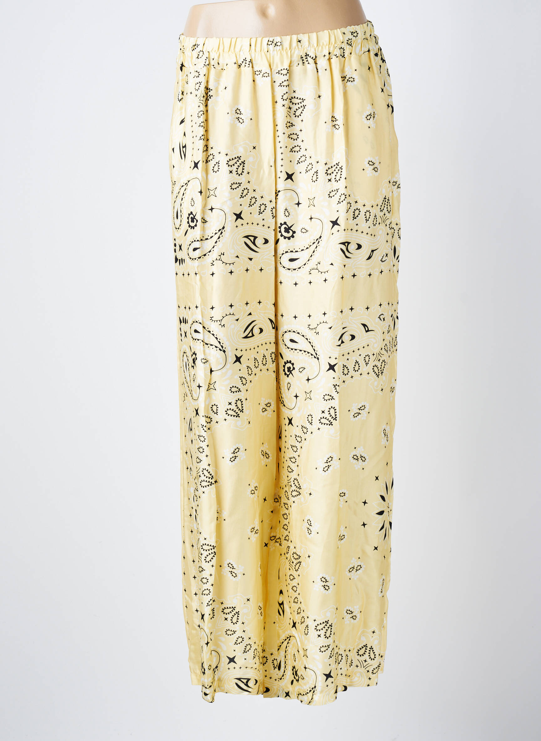 Pantalon large coupe fluide taille normale jaune AMY&CLO femme