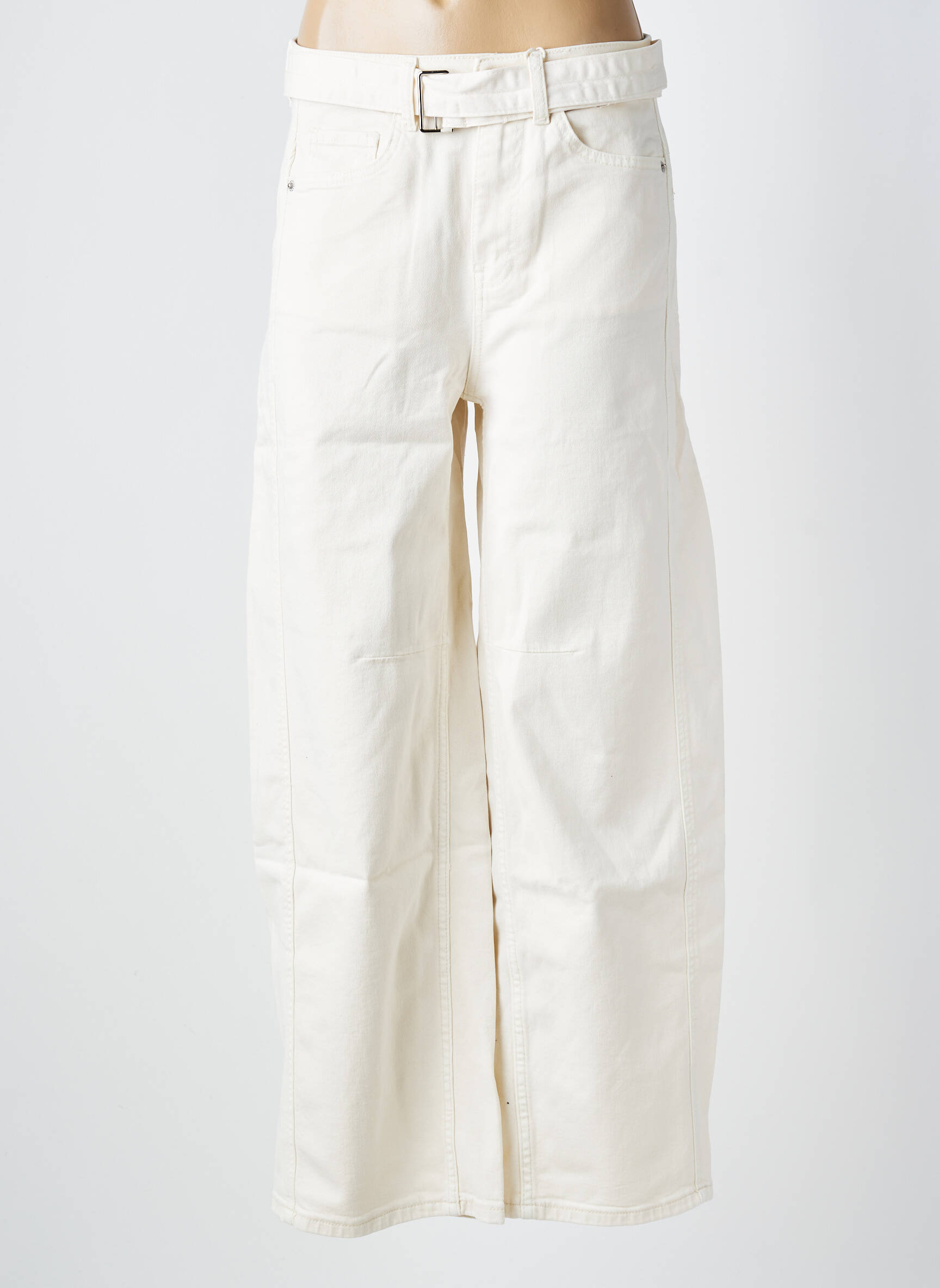 Jeans coupe large taille à pinces taille haute beige NOVO&KAROSTAR femme