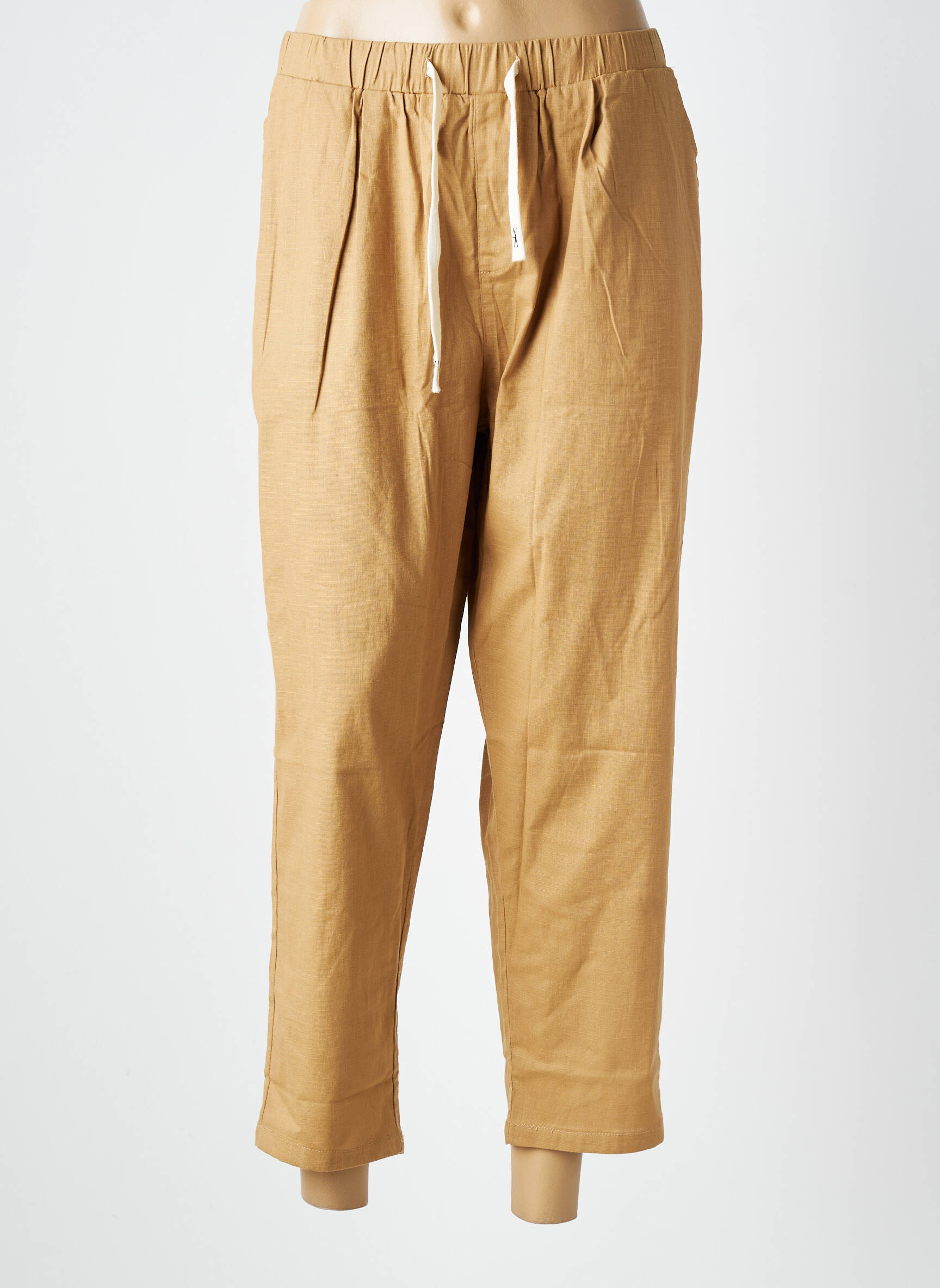 Pantalon 7/8 taille élastique taille normale marron WORLD FASHION femme