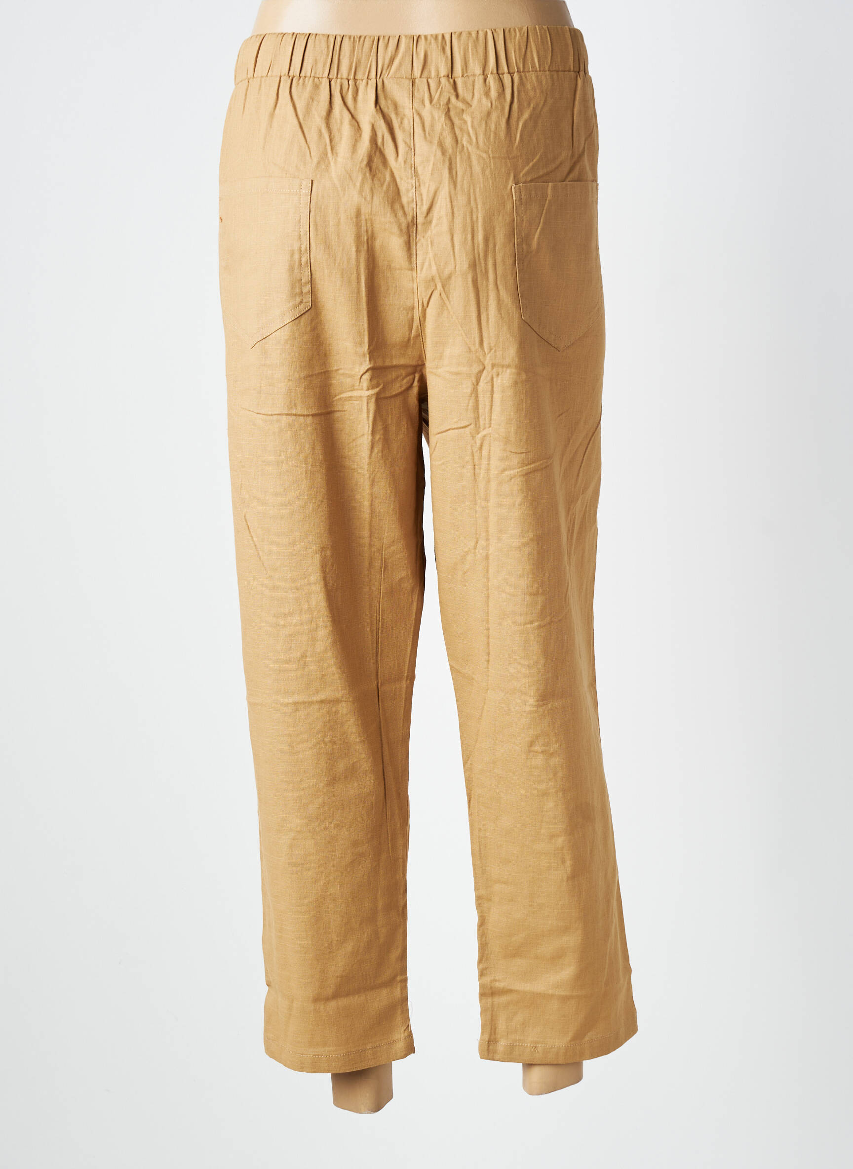 Pantalon 7/8 taille élastique taille normale marron WORLD FASHION femme