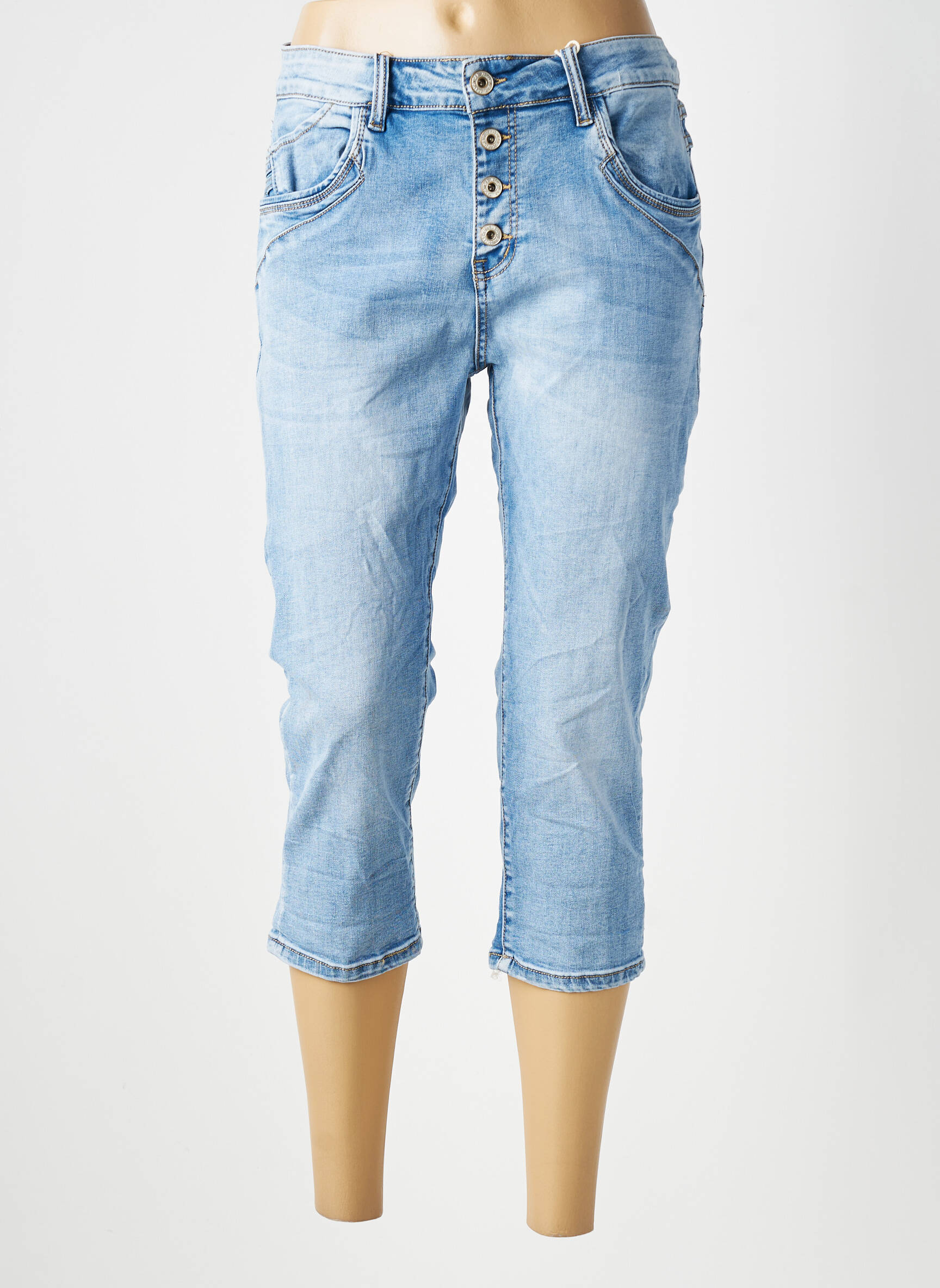 Pantacourt stretch taille normale bleu KAROSTAR femme