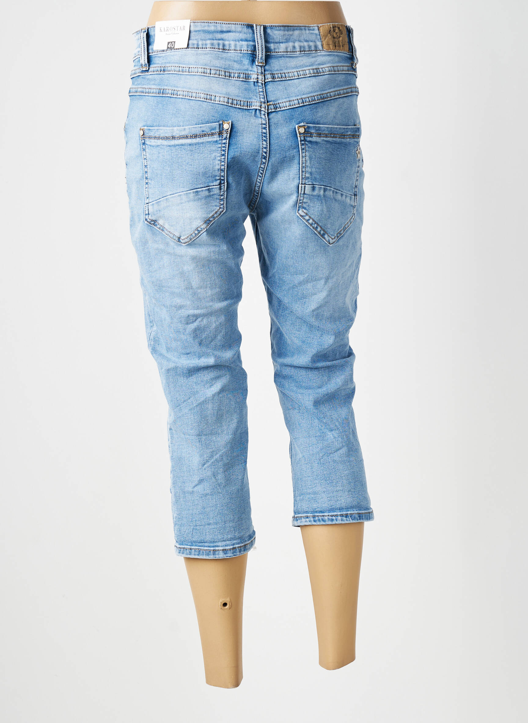 Pantacourt stretch taille normale bleu KAROSTAR femme