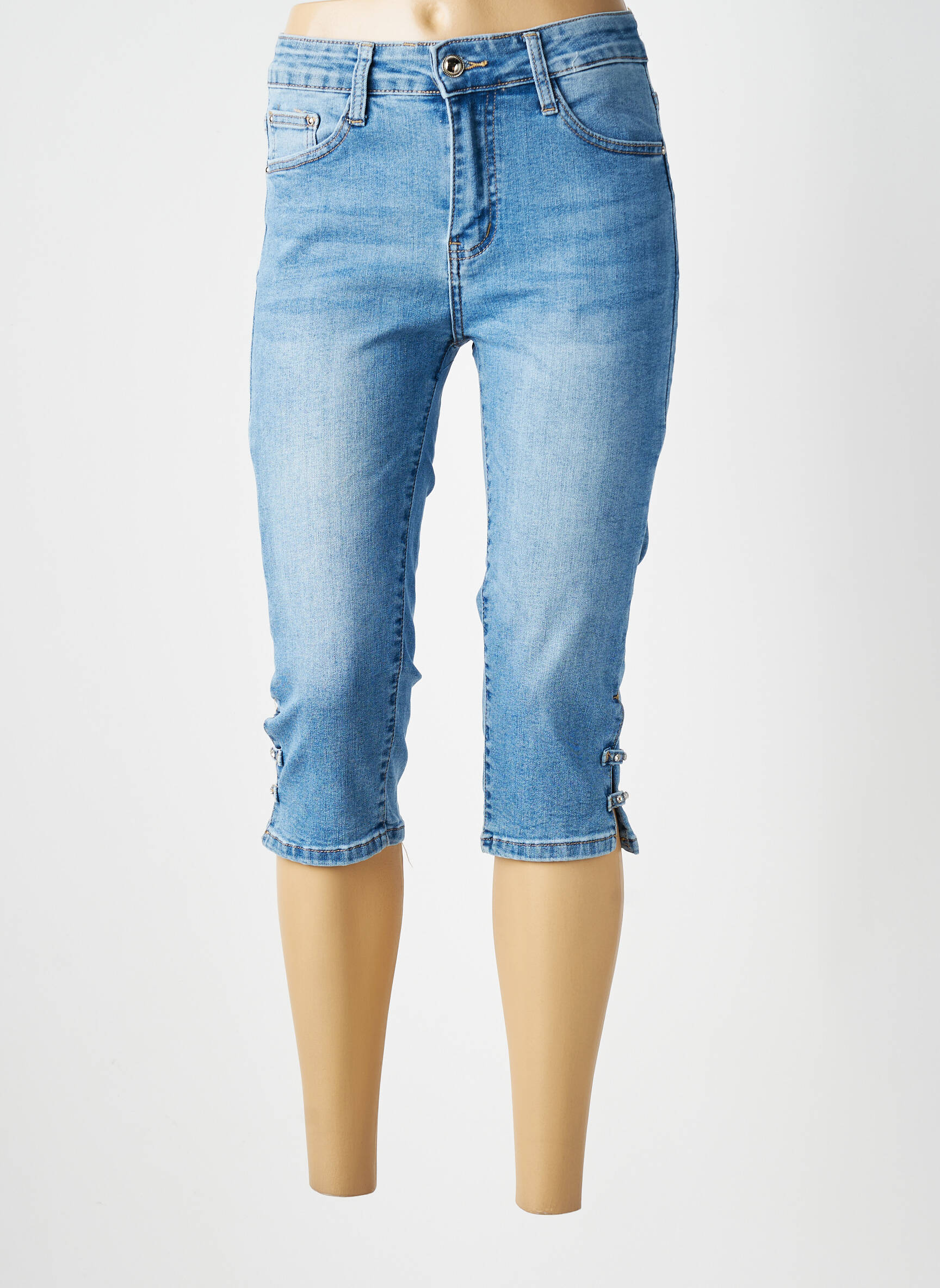 Corsaire délavé taille haute bleu BS JEANS femme