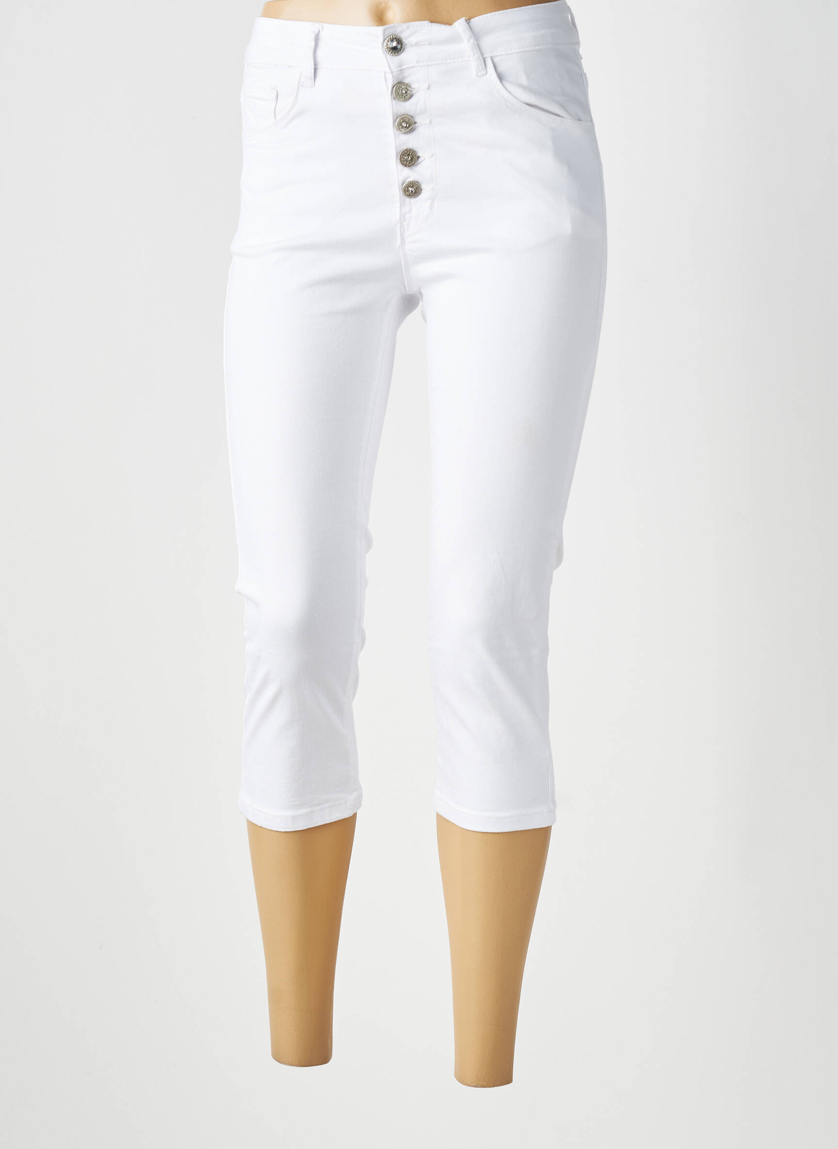 Pantacourt taille haute taille haute blanc ONADO femme