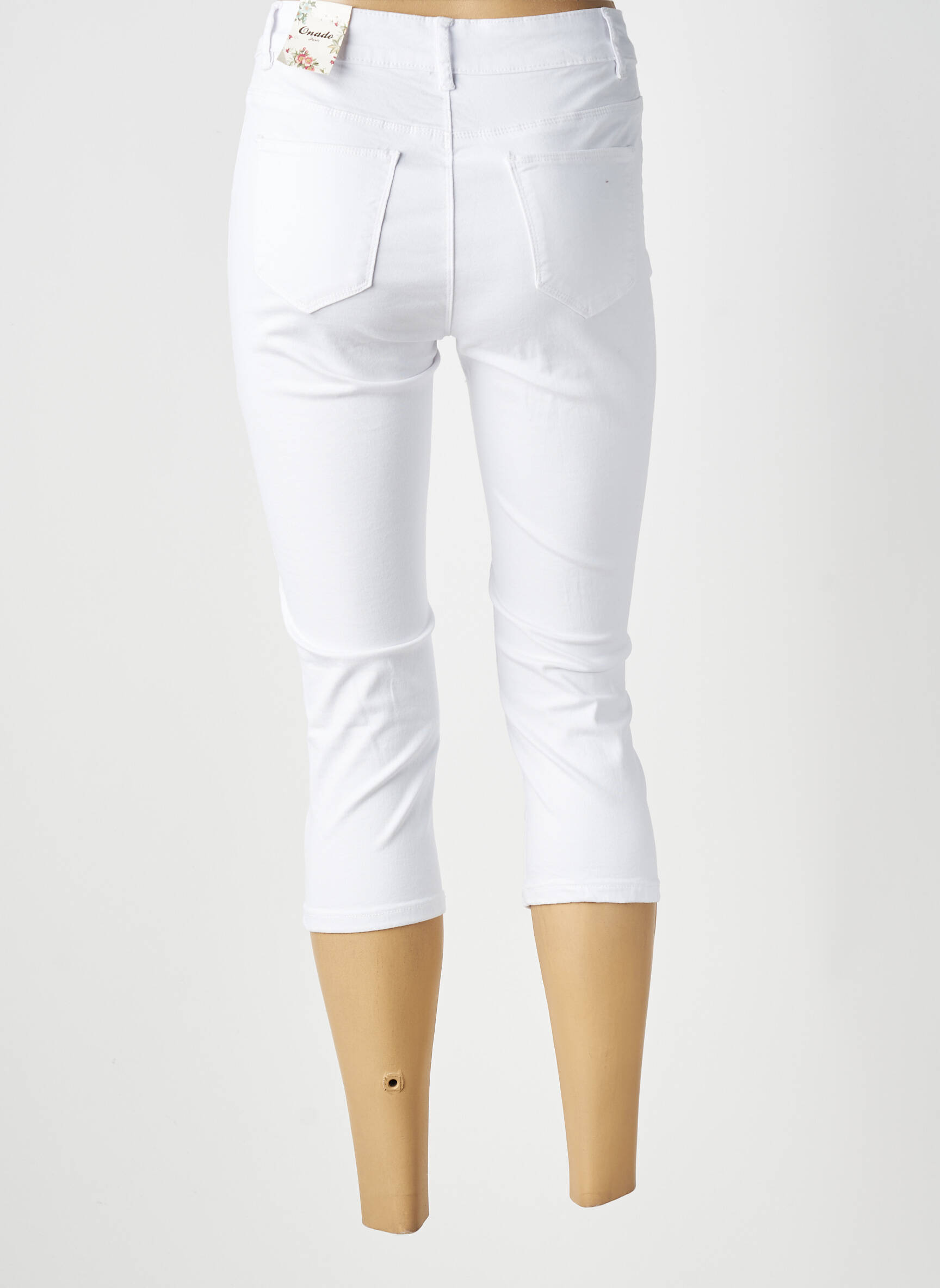 Pantacourt taille haute taille haute blanc ONADO femme
