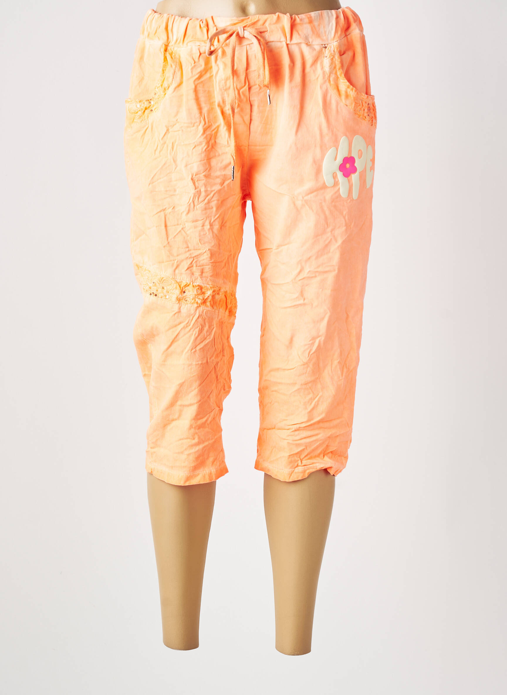 Corsaire délavé taille normale orange MADE IN ITALY femme