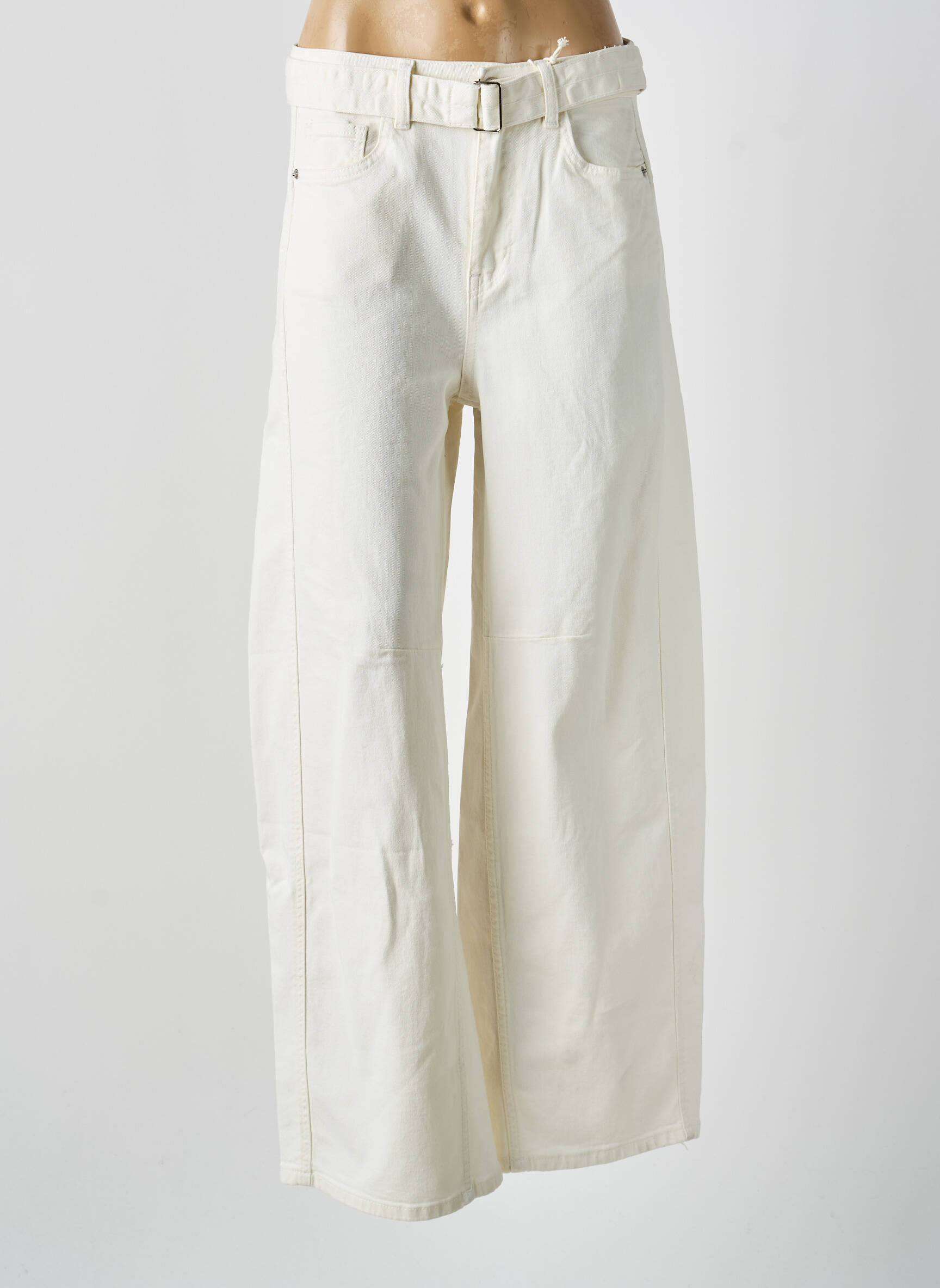 Jeans coupe large taille à pinces taille haute blanc NOVO&KAROSTAR femme