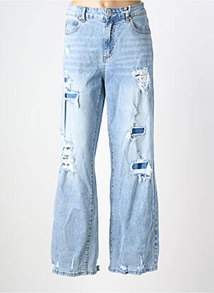 Jeans coupe large effet usé délavé taille normale bleu MONDAY PREMIUM femme