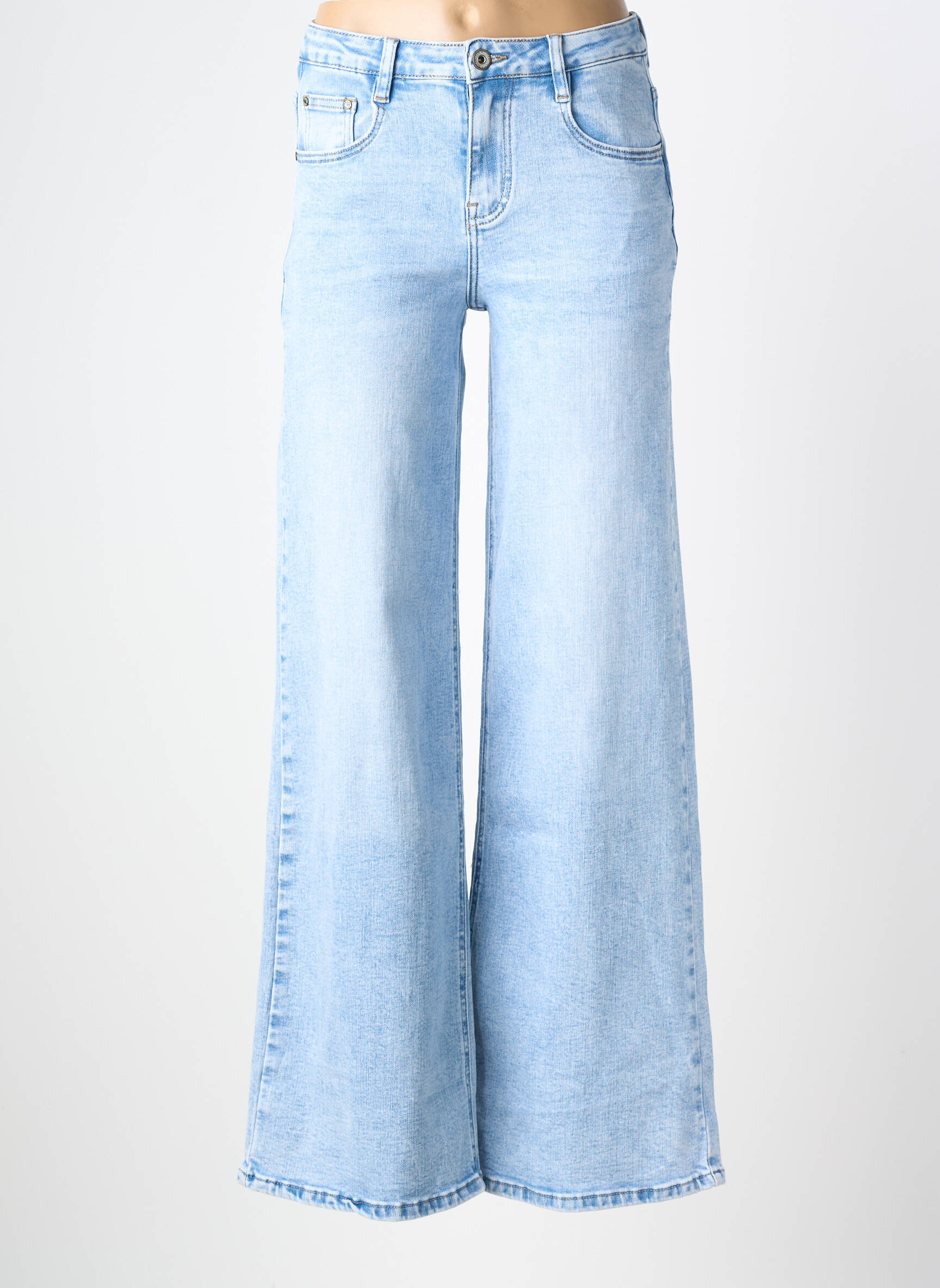 Jeans coupe large stretch taille normale bleu CECILE WANG femme