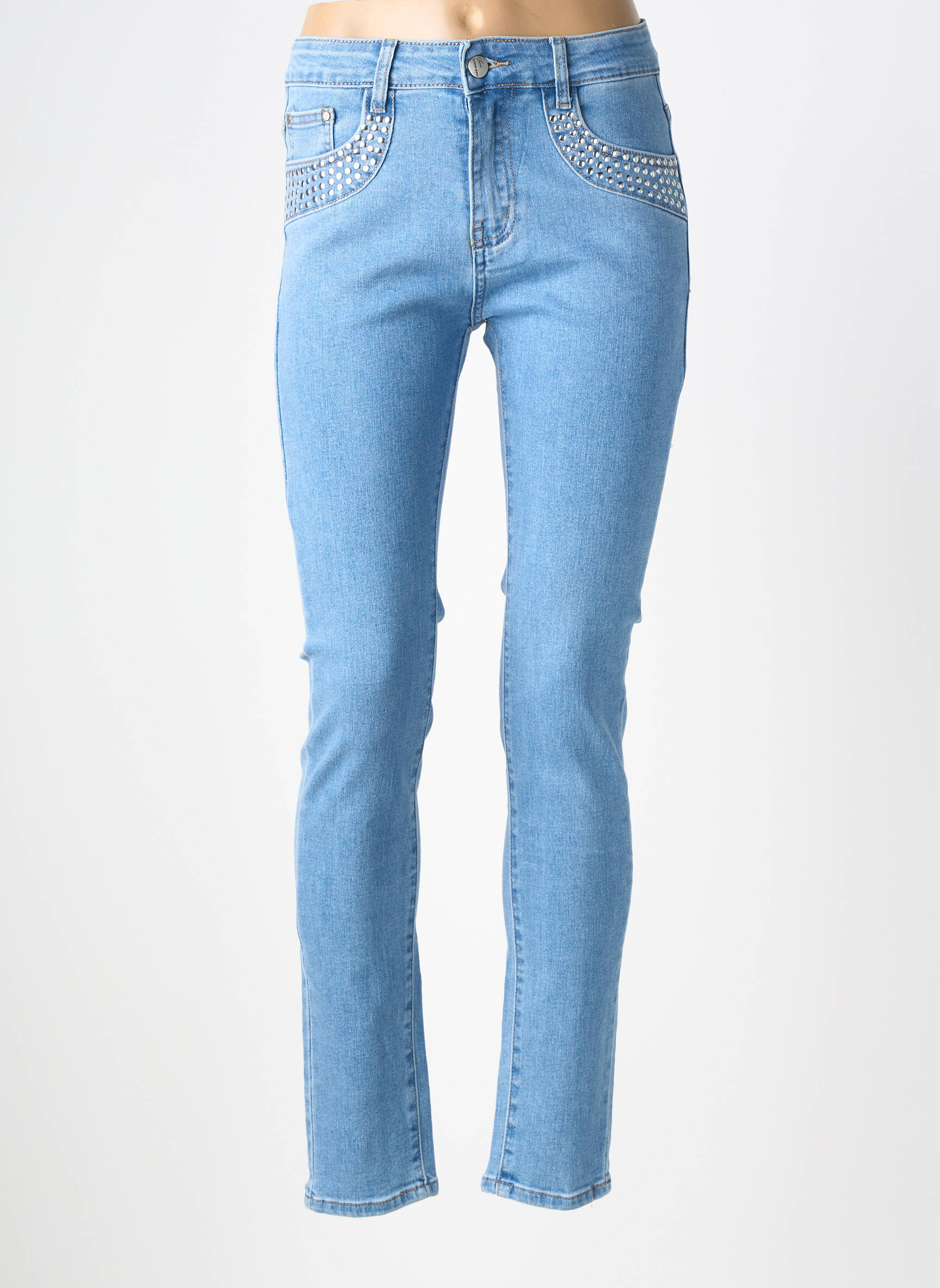 Jeans coupe slim stretch taille normale bleu B.S JEANS femme