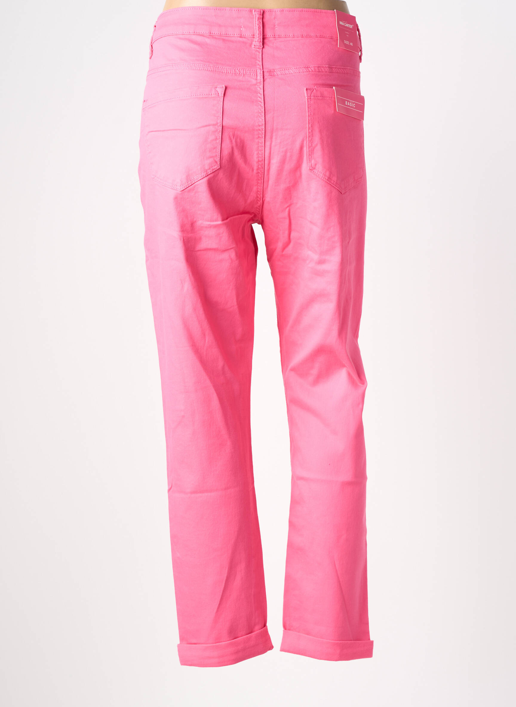 Pantalon 7/8 stretch taille normale rose NINA CARTER femme