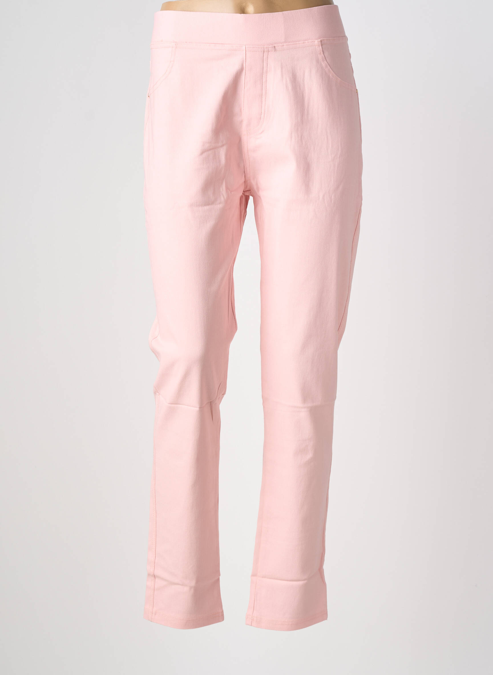 Pantalon droit stretch taille normale rose CHRISTY femme