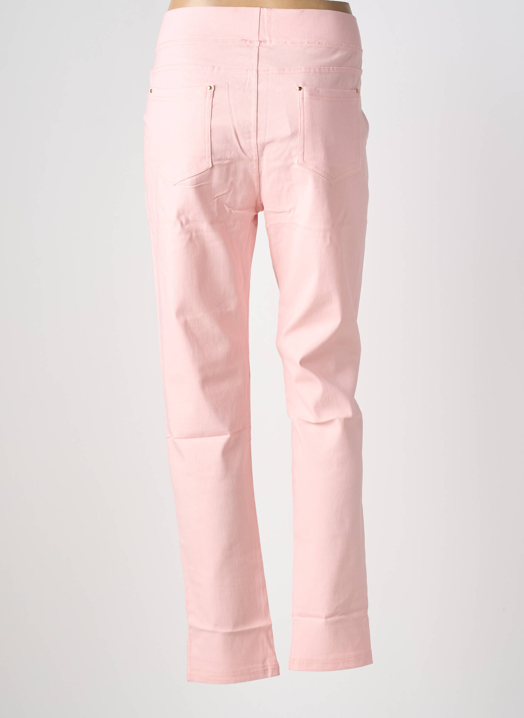Pantalon droit stretch taille normale rose CHRISTY femme