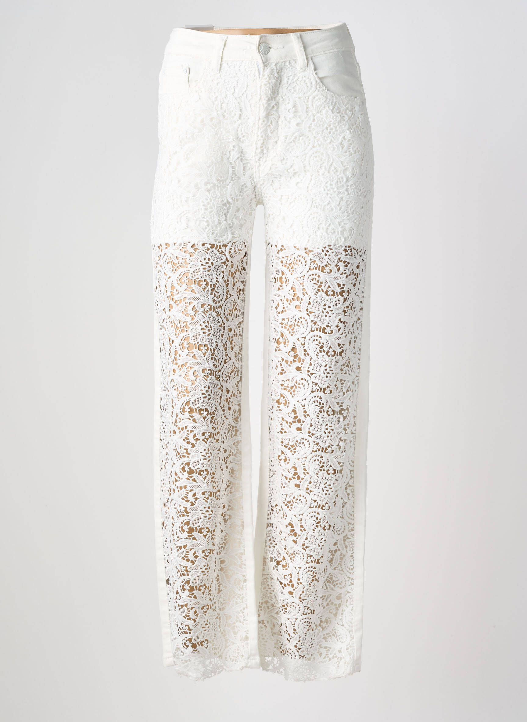 Jeans coupe droite stretch taille normale blanc B.S JEANS femme