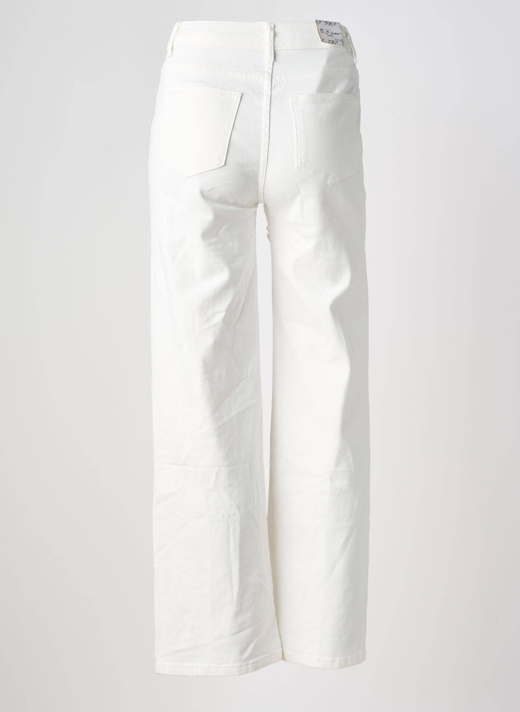 Jeans coupe droite stretch taille normale blanc B.S JEANS femme