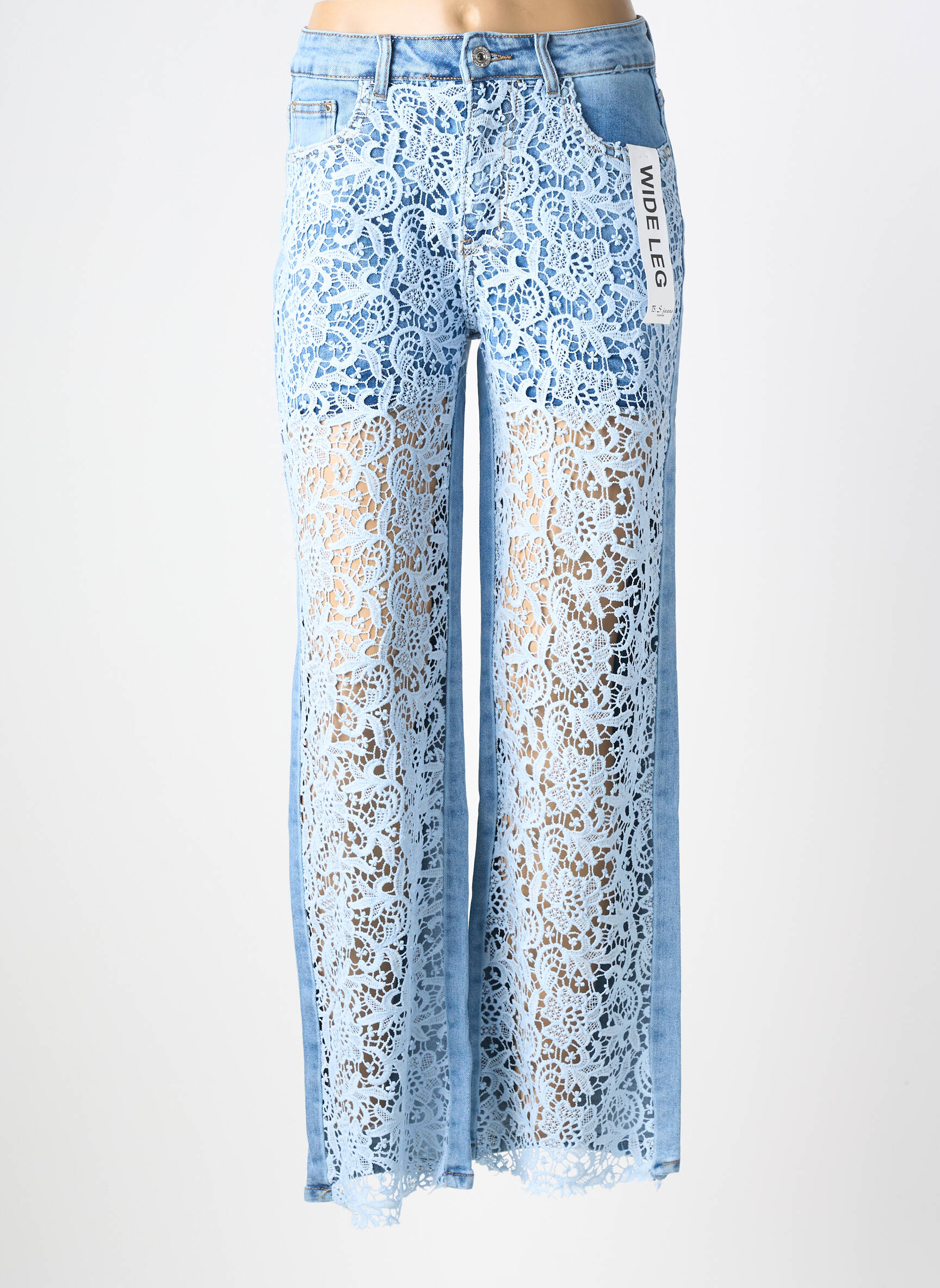 Jeans coupe droite stretch taille normale bleu B.S JEANS femme