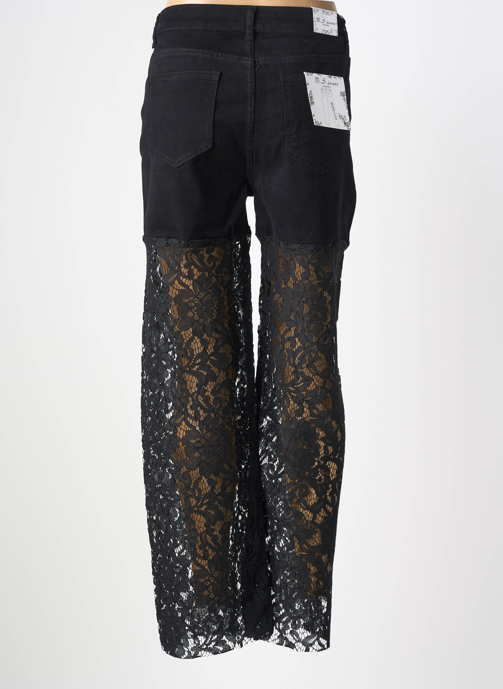 Jeans coupe slim stretch taille normale noir B.S JEANS femme