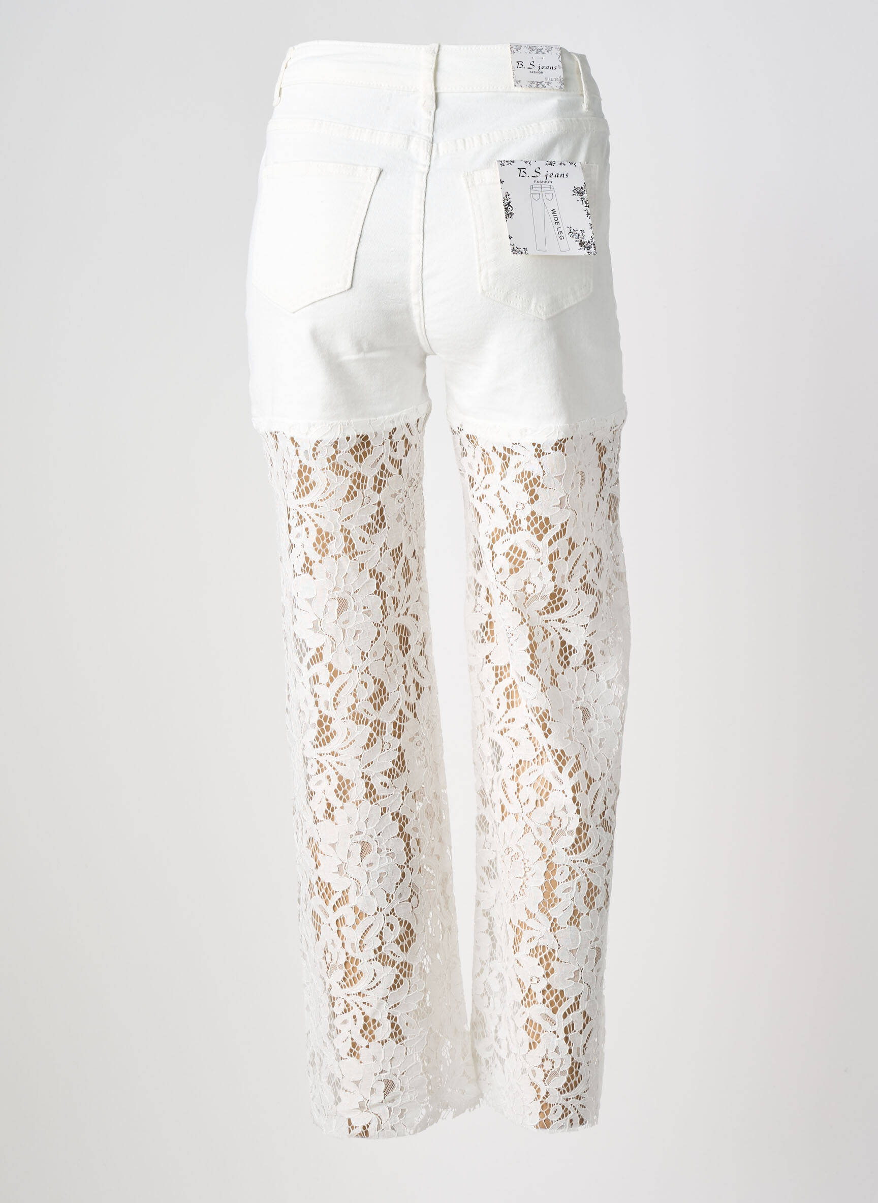Jeans coupe slim stretch taille normale blanc B.S JEANS femme