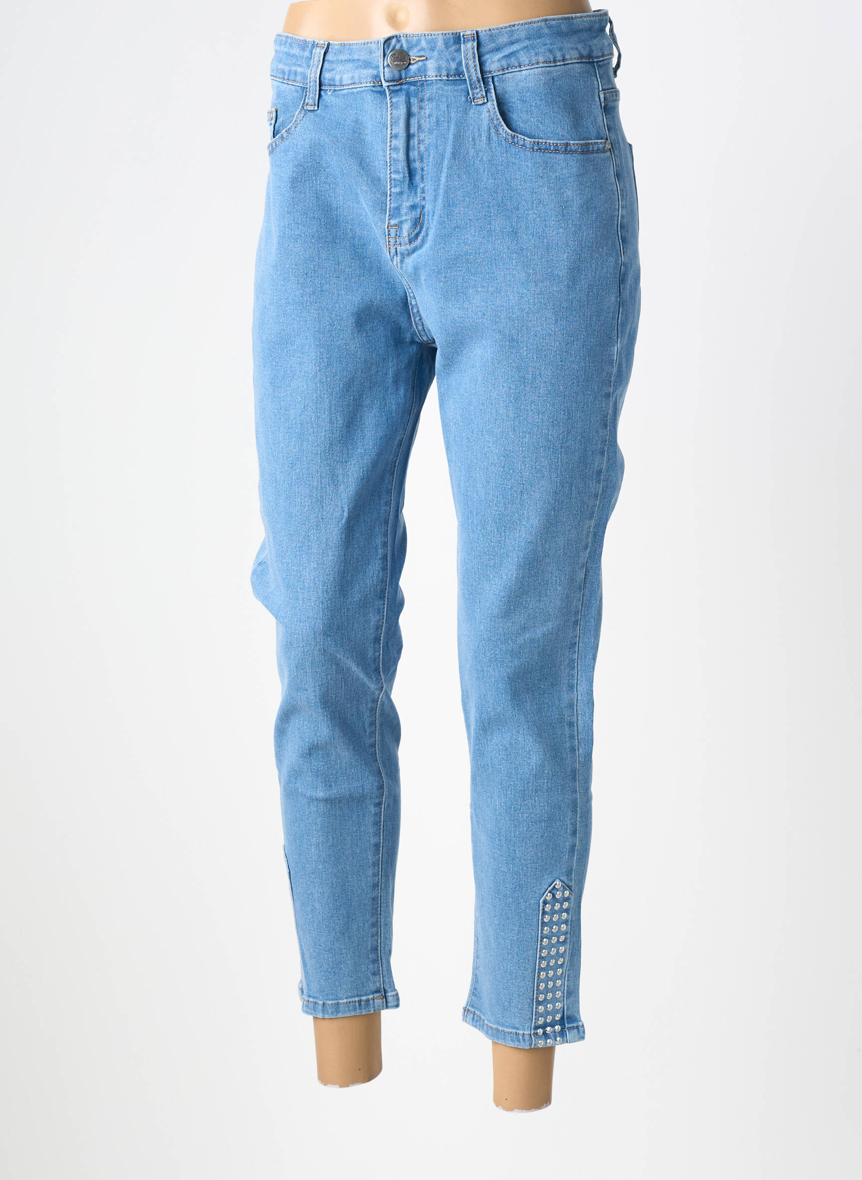 Jeans coupe slim stretch taille normale bleu B.S JEANS femme