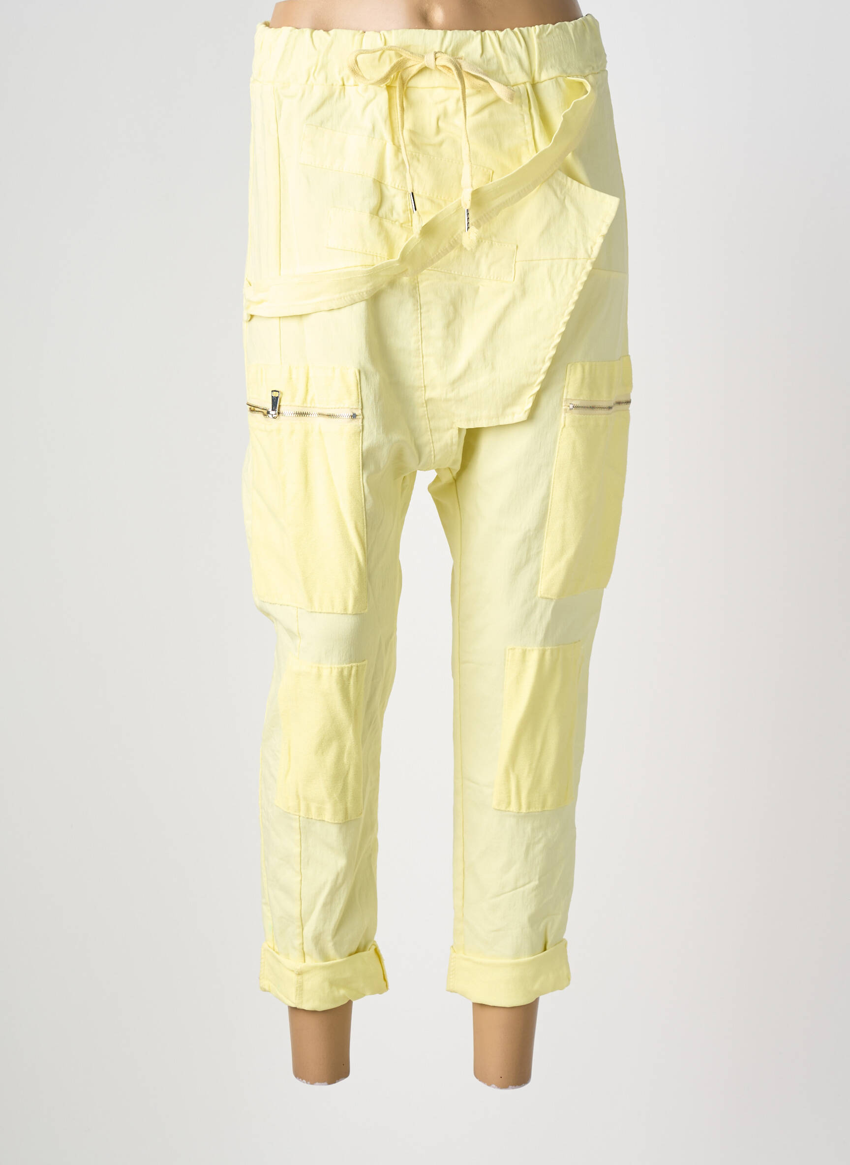 Pantalon 7/8 stretch taille normale jaune NEW COLLECTION femme