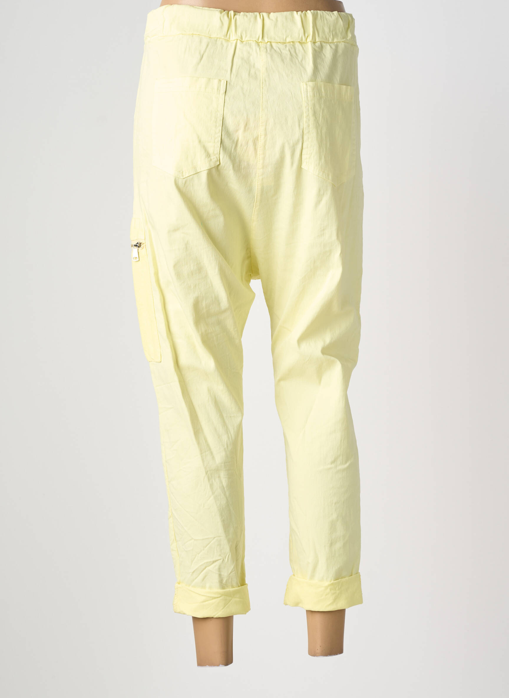 Pantalon 7/8 stretch taille normale jaune NEW COLLECTION femme
