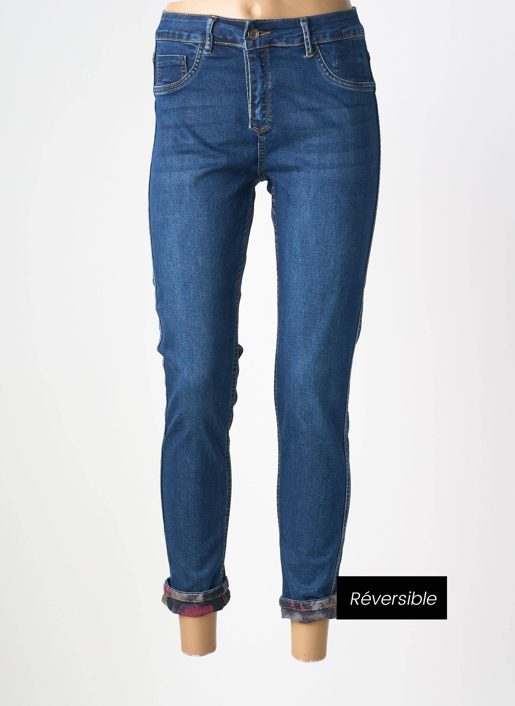 Jeans coupe slim stretch taille normale bleu MAISON ONADO femme