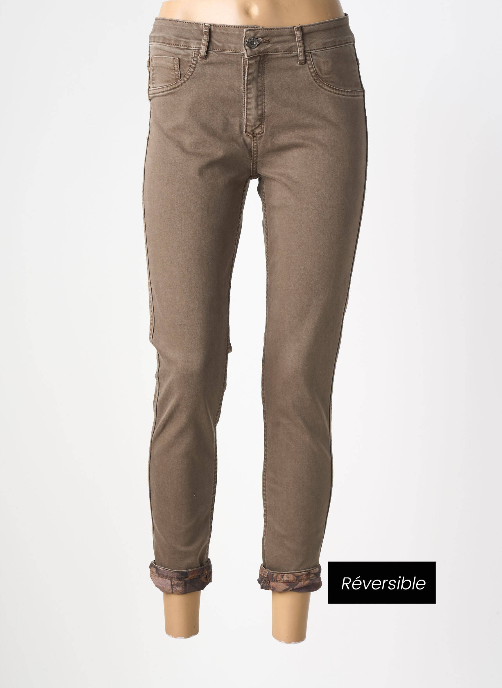 Pantalon slim stretch taille normale vert MAISON ONADO femme